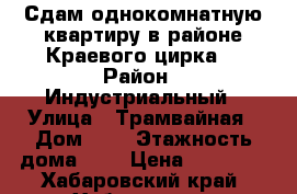 Сдам однокомнатную квартиру в районе Краевого цирка  › Район ­ Индустриальный › Улица ­ Трамвайная › Дом ­ 4 › Этажность дома ­ 5 › Цена ­ 18 000 - Хабаровский край, Хабаровск г. Недвижимость » Квартиры аренда   . Хабаровский край